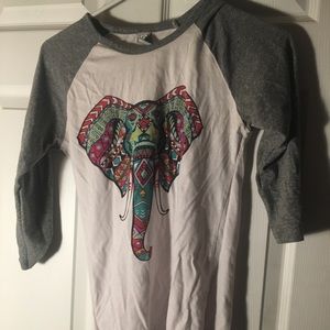 Elephant hippy baseball tee